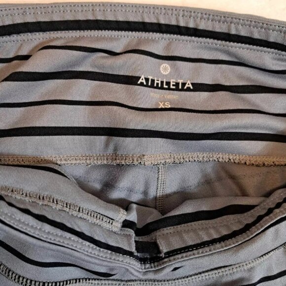Athleta Running Leggings Black Gray Striped‎ XS Womens Workout Yoga - Picture 5 of 12